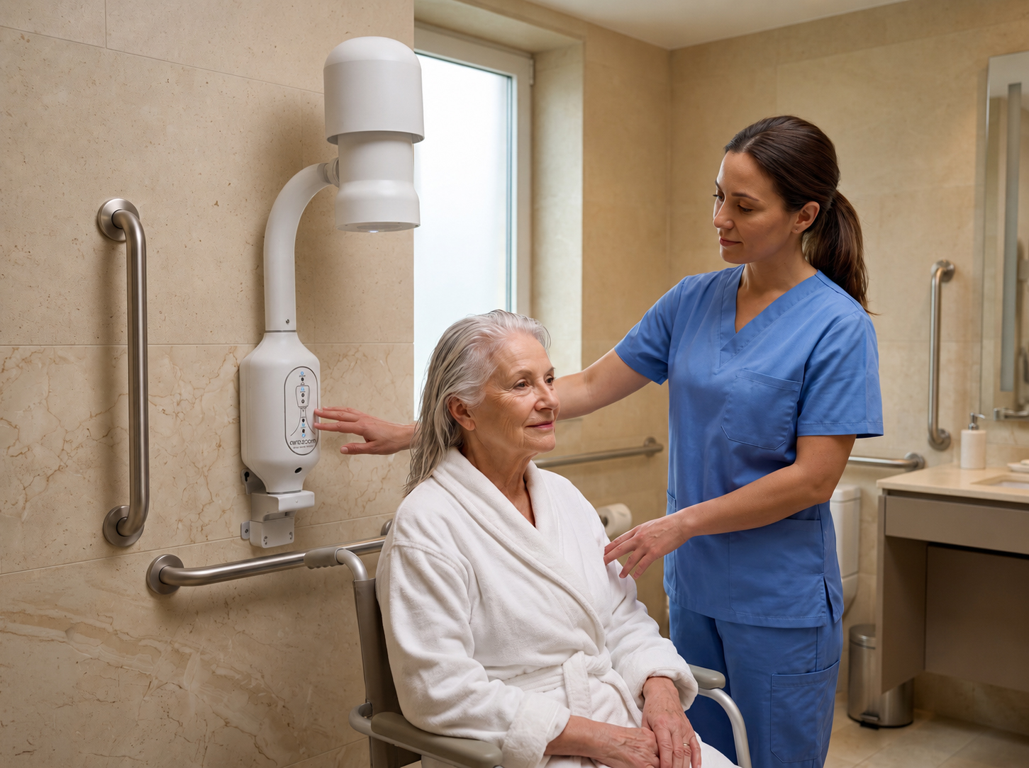 Airozoom full body dryer for disabled users